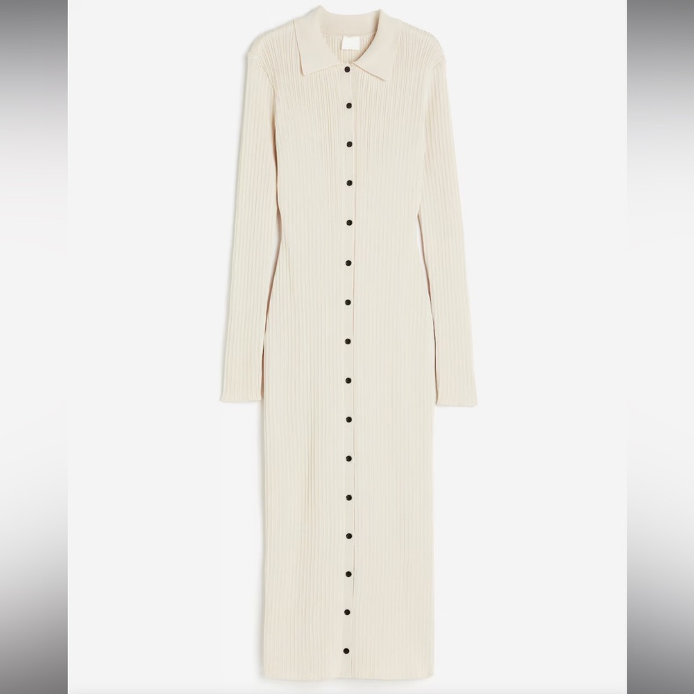 H&M ribbed maxi shirt dress